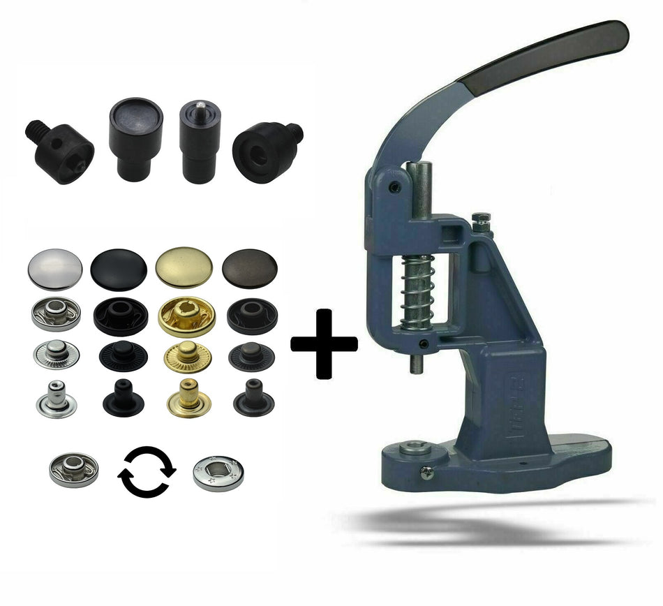 Set of hand press + 50 pieces of snap fasteners S-spring