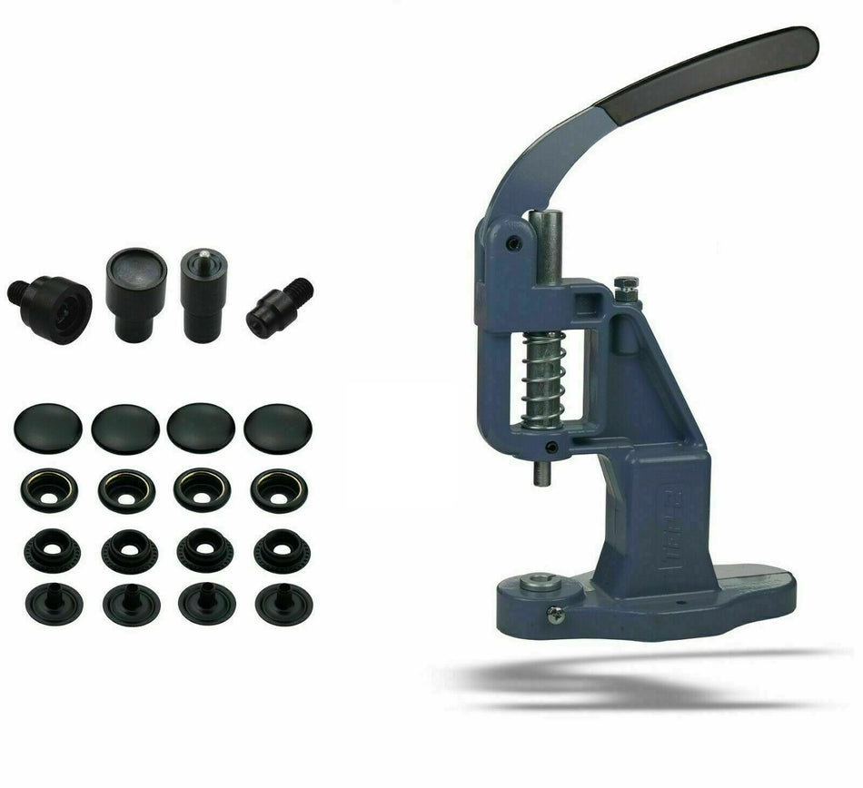 Set of hand press + 50 pieces of press fasteners ring spring