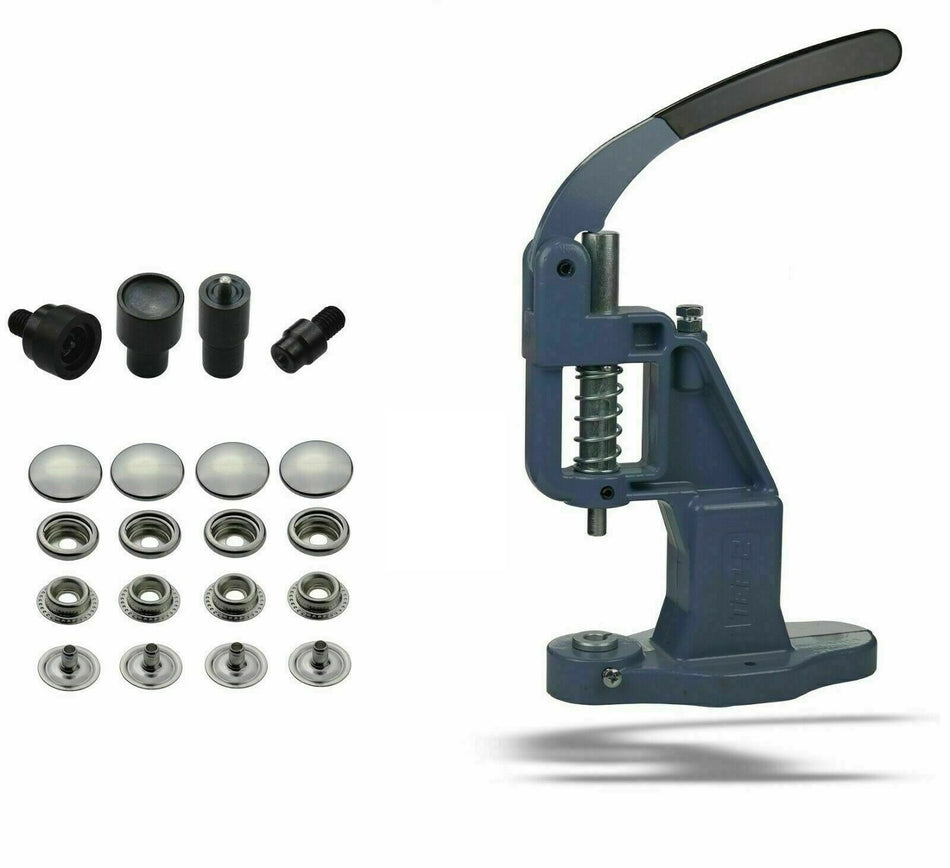 Set of hand press + 50 pieces of press fasteners ring spring